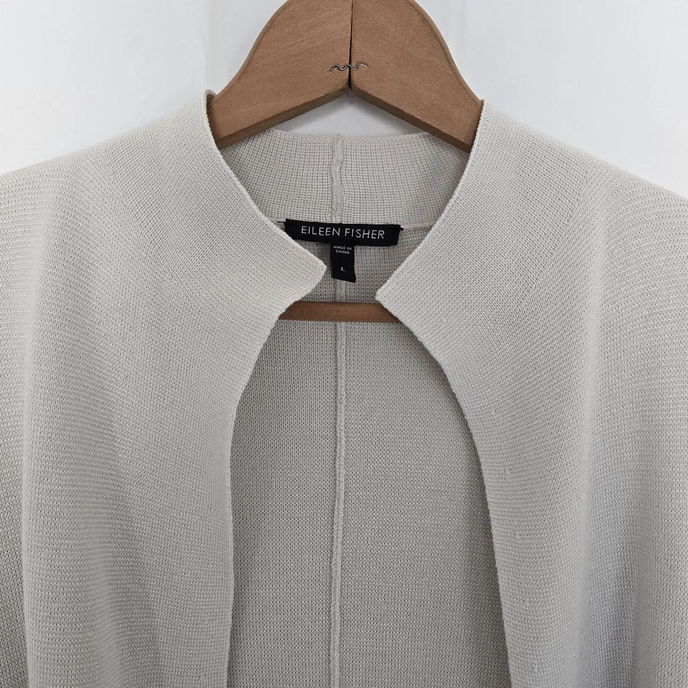 Eileen Fisher Women's Silk Cotton Interlock Cardigan Size L Lagenlook Minimalist - Picture 2 of 12